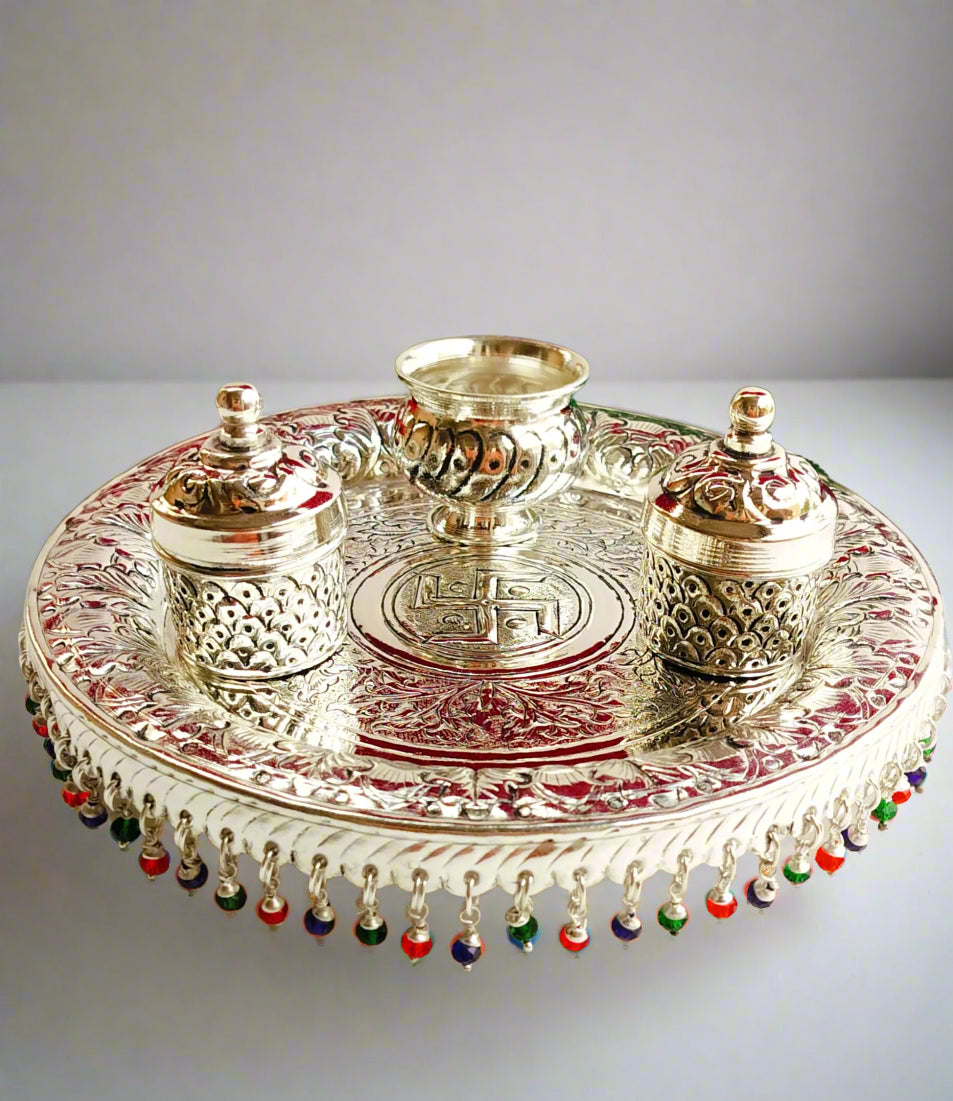 German Silver ghungroo Pooja thali Set