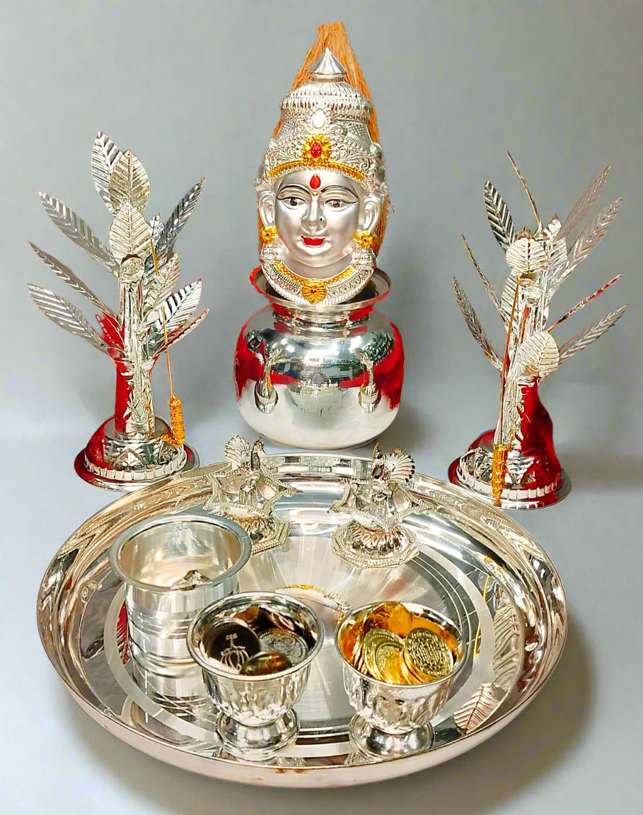 German silver pooja thali set for housewarming/Diwali festival/gift item