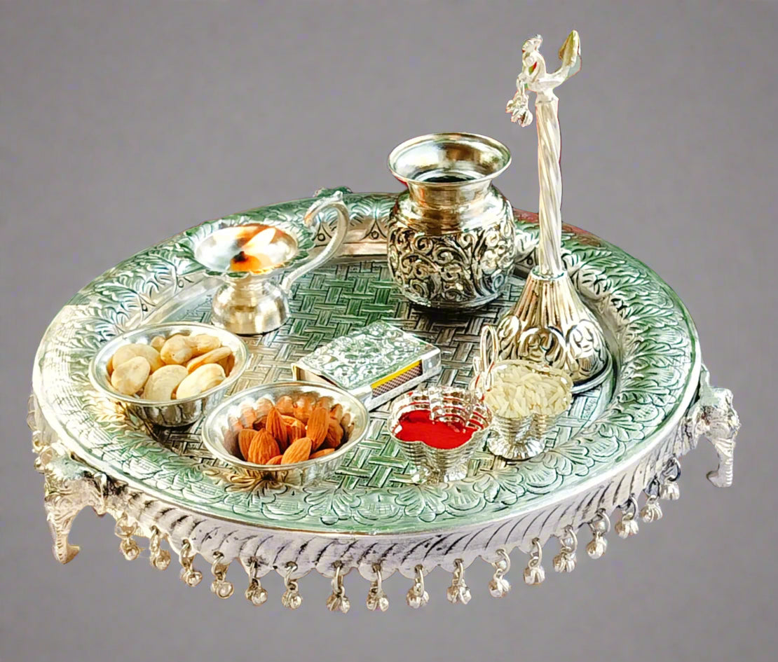 German Silver Ghungaru Pooja Set - 9 Pieces Set