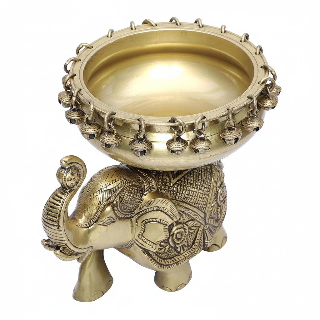 Brass Elephant urli Bowl for Home décor Tea Light Holder/Gift Item/Diwali Decor