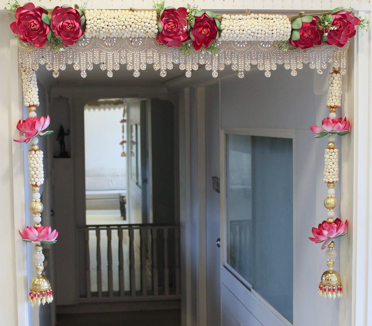 Lotus Toran with side wall hangings  for Door & Home Decor, Diwali Decoration & Gift, color : pink