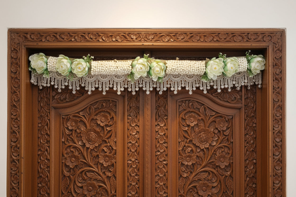 Lotus Toran for Door & Home Decor, Diwali Decoration & Gift, color : white