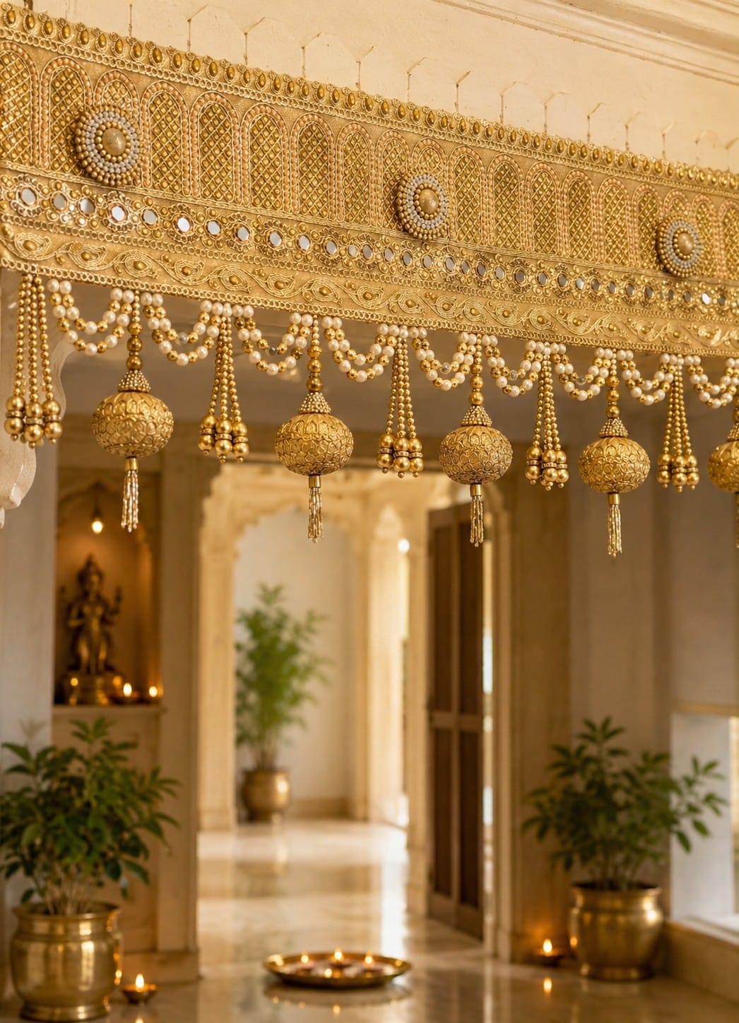 Golden Mahal Series Royal Toran, Elegant Diwali Home Door Decor