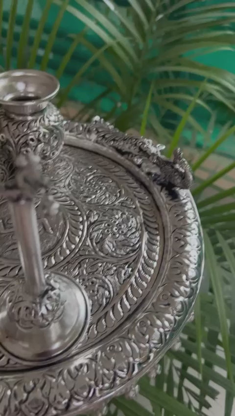 German Silver Peacock Motif on thali