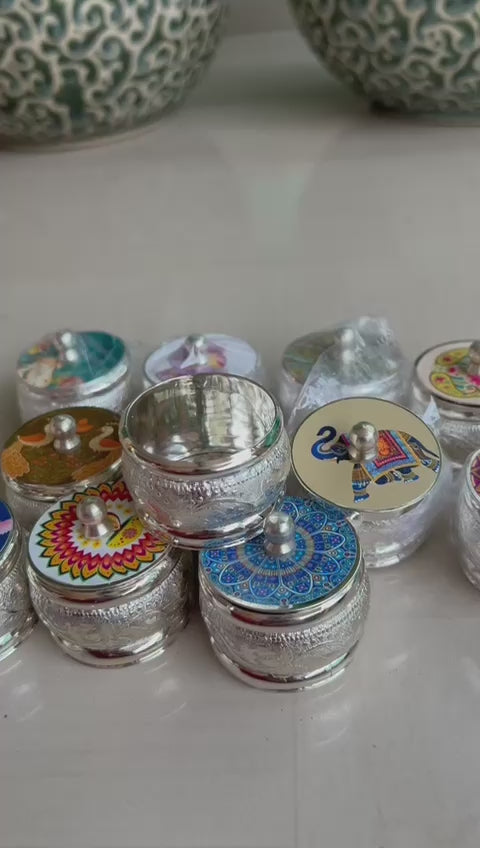 German silver set of 10 multi design dibbis/boxes for jewelry/small knick-knacks/gift item