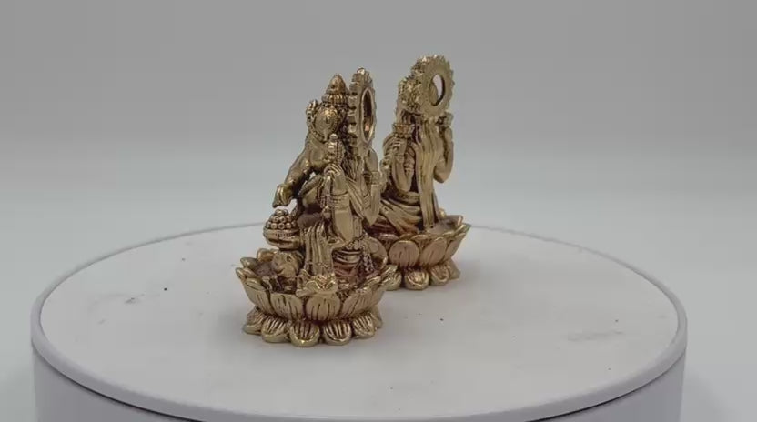 Brass Lakshmi Ganesh Idol – Divine Home Temple Décor, small size