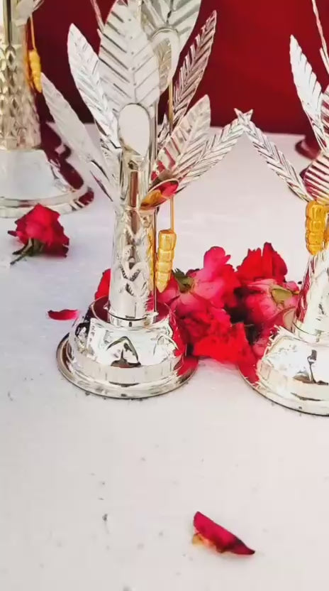 German silver washable nakkashi banana tree pair, 6"