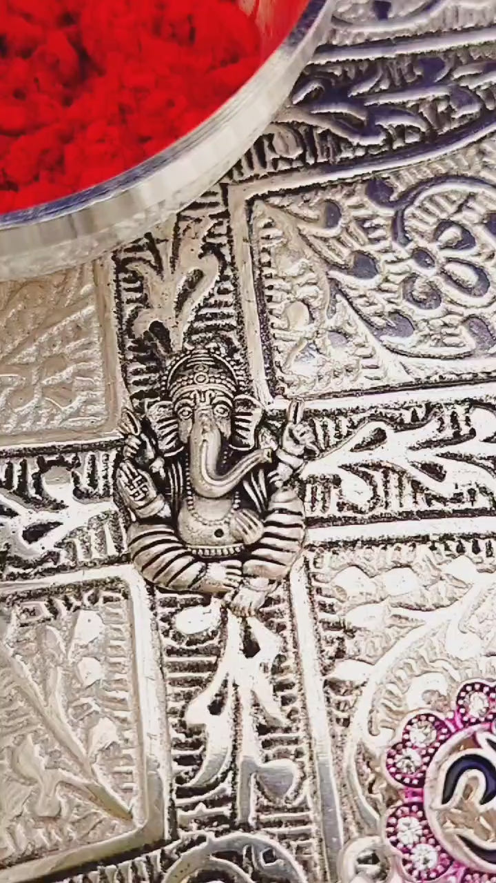 German silver Tika Thali set with vinayak/ ganesh Thali  set for rakhi/ diwali