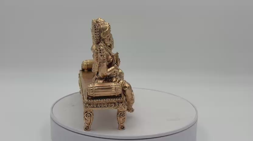 Brass Lakshmi Ganesh on Sofa Idol – Divine Home Temple Decor