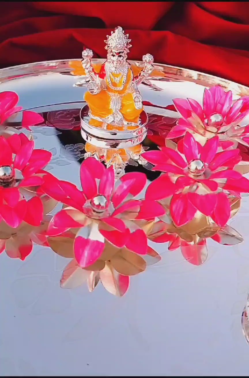German silver pooja thali set with Lakshmi idol for Diwali pooja/housewarming pooja