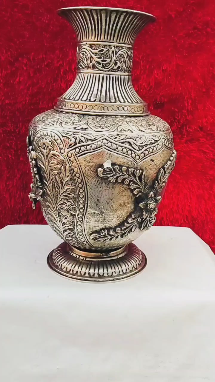 Antique German silver Radha Krishan flower pot for home décor/ gift item