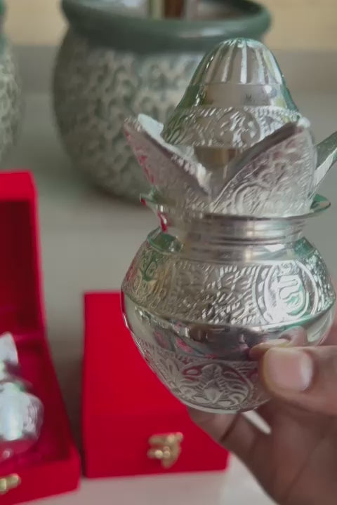 German silver Small mangal kalash in gift box, 1 pieces kalash