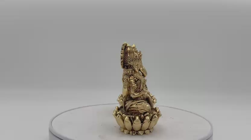 Brass Lakshmi Ganesh Idol on lotus – Divine Home Temple Decor