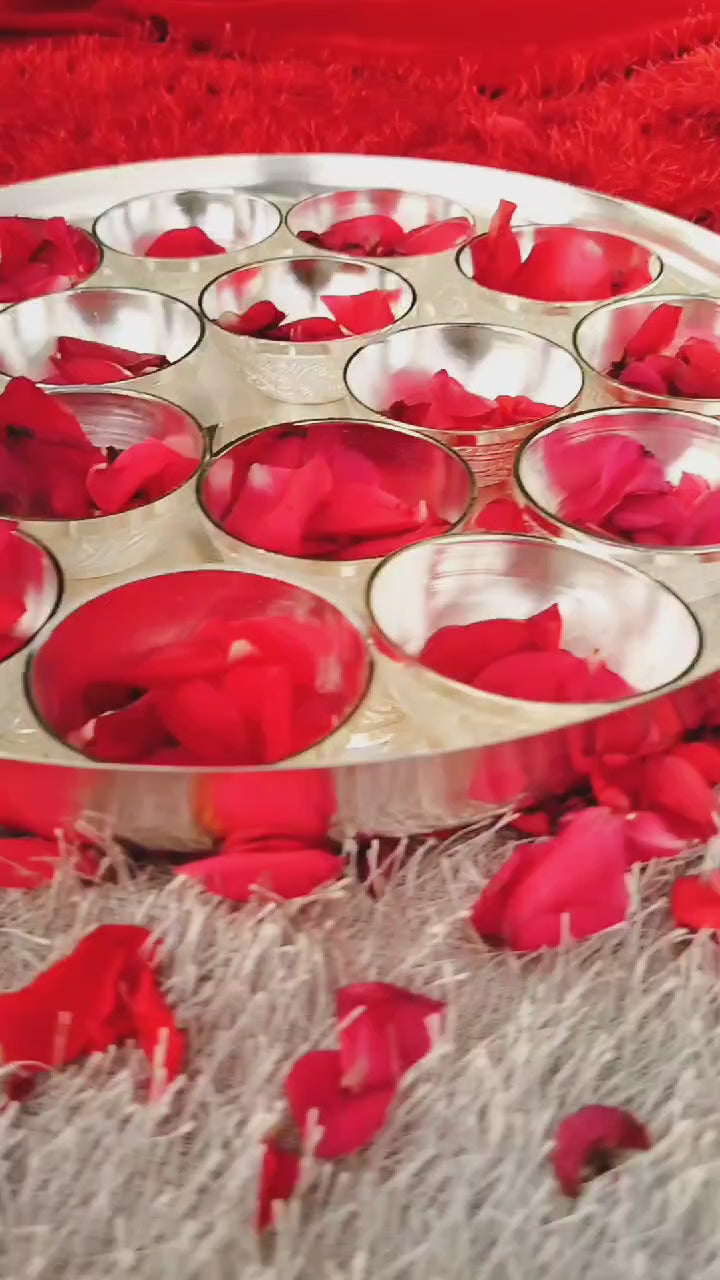 German Silver bhog/Sweets Thali Pooja Set for Housewarming/Diwali