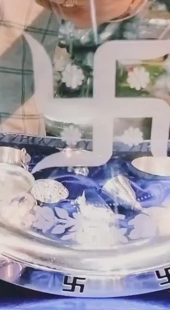 German silver pooja thali set for Diwali/karwachauth/housewarming/gift item with gift box