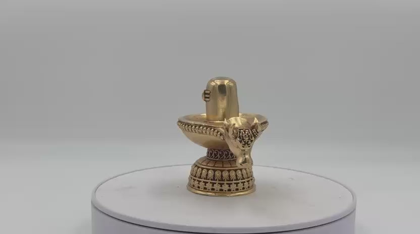 Brass Shivling with Nandi Mukh – Sacred Temple Decor