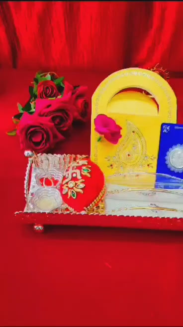 German silver tray with 2 silver  Rakhi combo for rakhshabandhan festival
