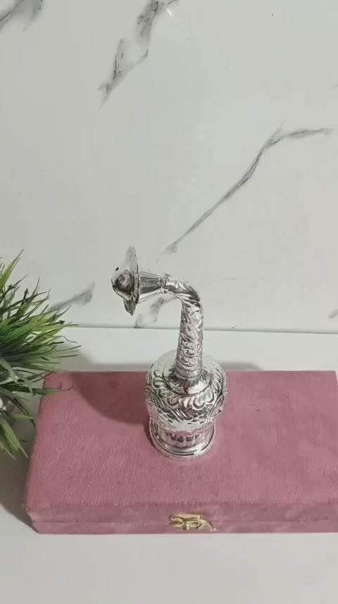 German Silver Rose Water Dispenser – 9" Handcrafted Pooja Accessory
