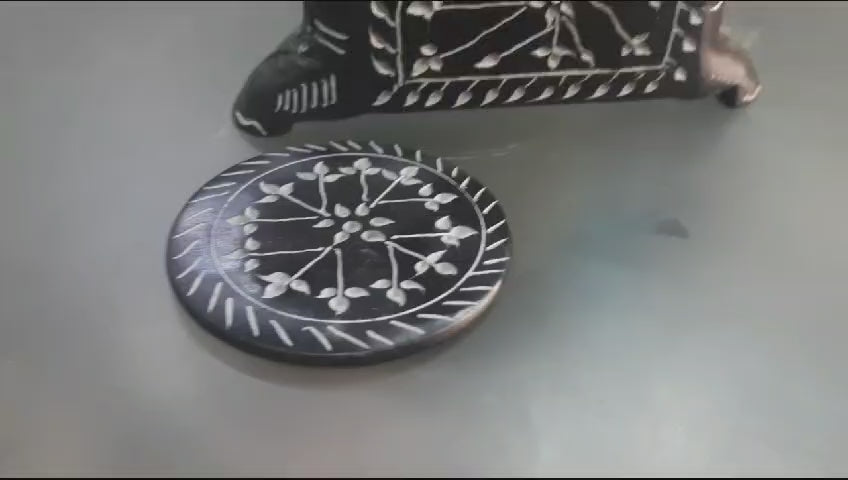 Black Marble Double Elephant Coaster Set, 6 Coasters for Home décor/Gift Item