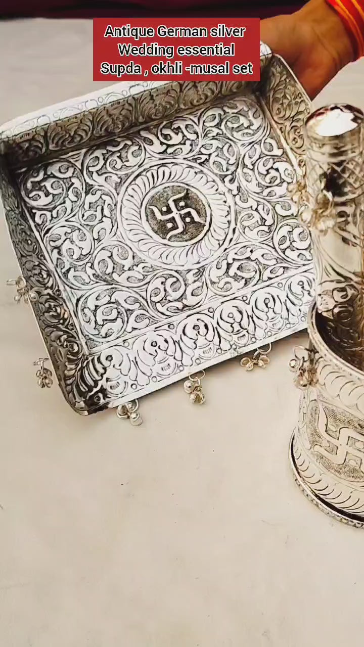 German Silver Wedding Essential okhli -musal Set with supadi for Wedding