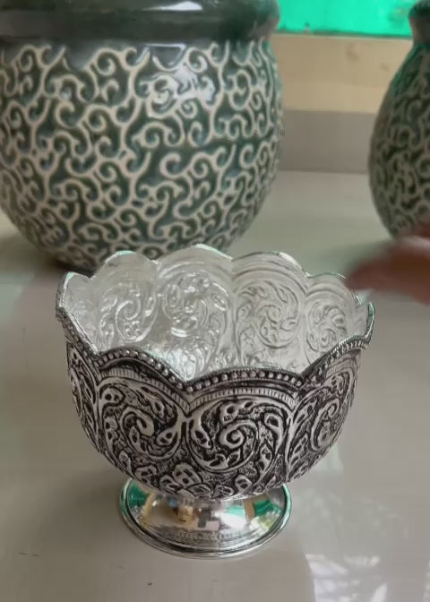 german silver set of 2 bowls with stand for fruits/ snacks/ gift item/ sweets