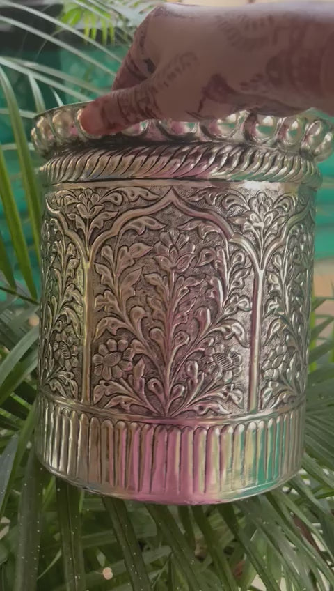 German silver Kuber Kuncham big size/cylindrical Container