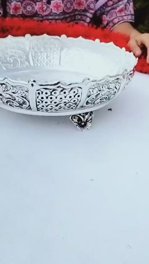 German silver flower urli bowl for home décor/ fruits/ gift item
