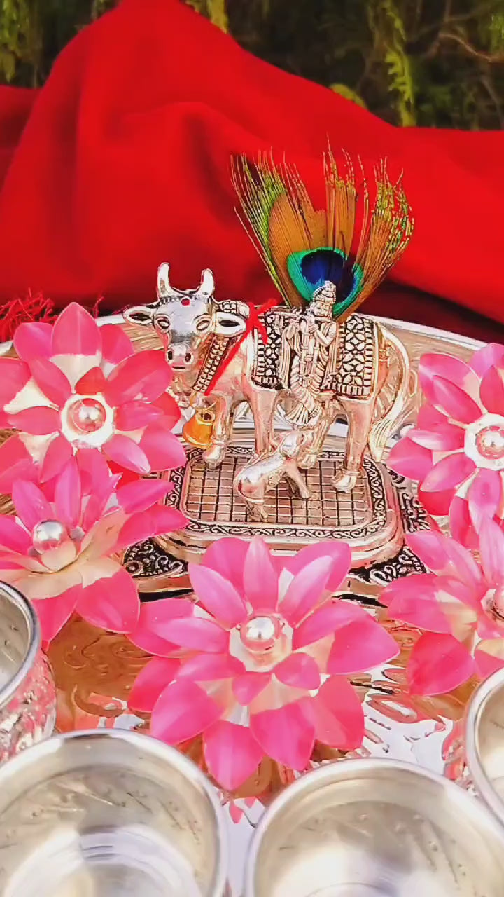 German Silver Pooja thali Combo Set