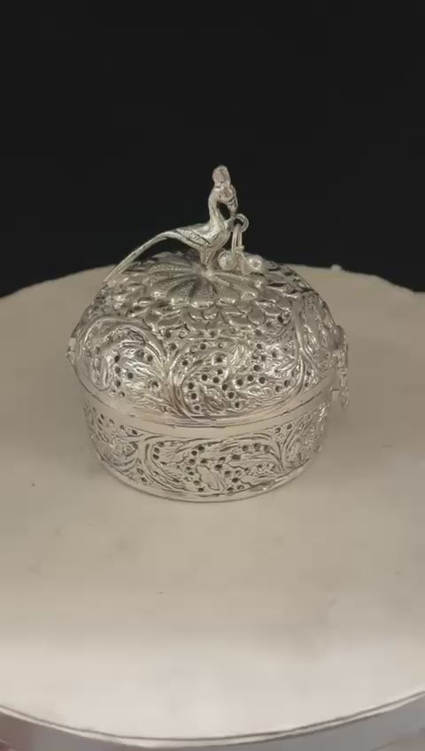 German silver parrot fully carved jewelry box/gift item