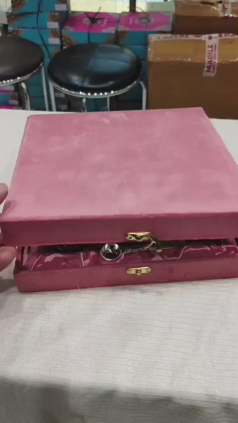 German Silver Pooja Thali Set – 7 Pieces in Velvet Gift Box for Diwali & Gifting