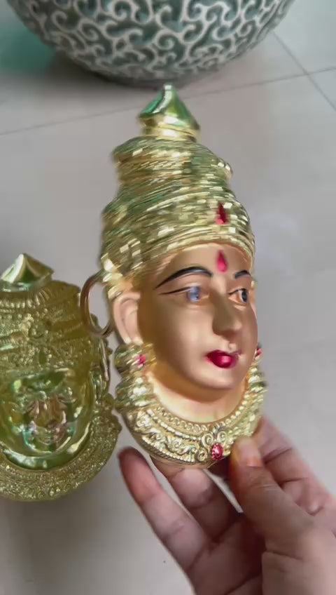 german silver rose gold color lakshmi face mukut for Varalakshmi pooja/ housewarming/ diwali