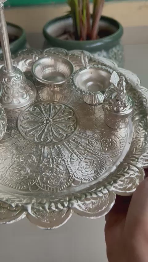 German Silver Pooja thali Set