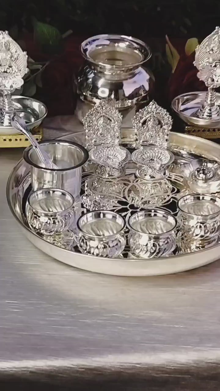 German Silver Regular use Pooja Combo Set