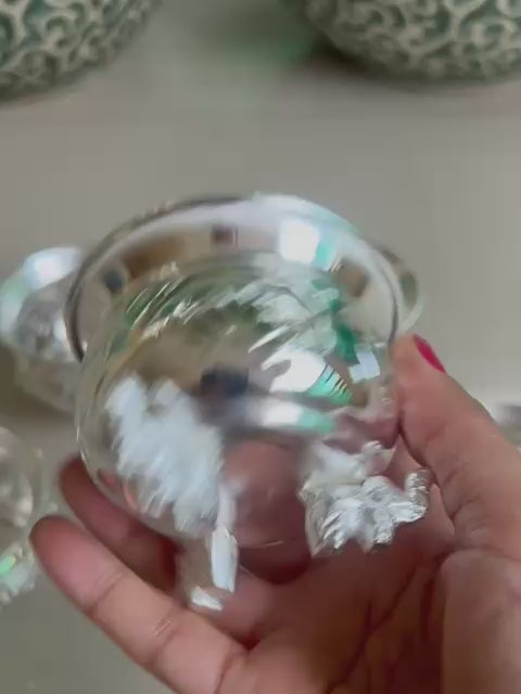 german silver set of 10 elephant legs bowls for pooja/ snacks/ gift item.