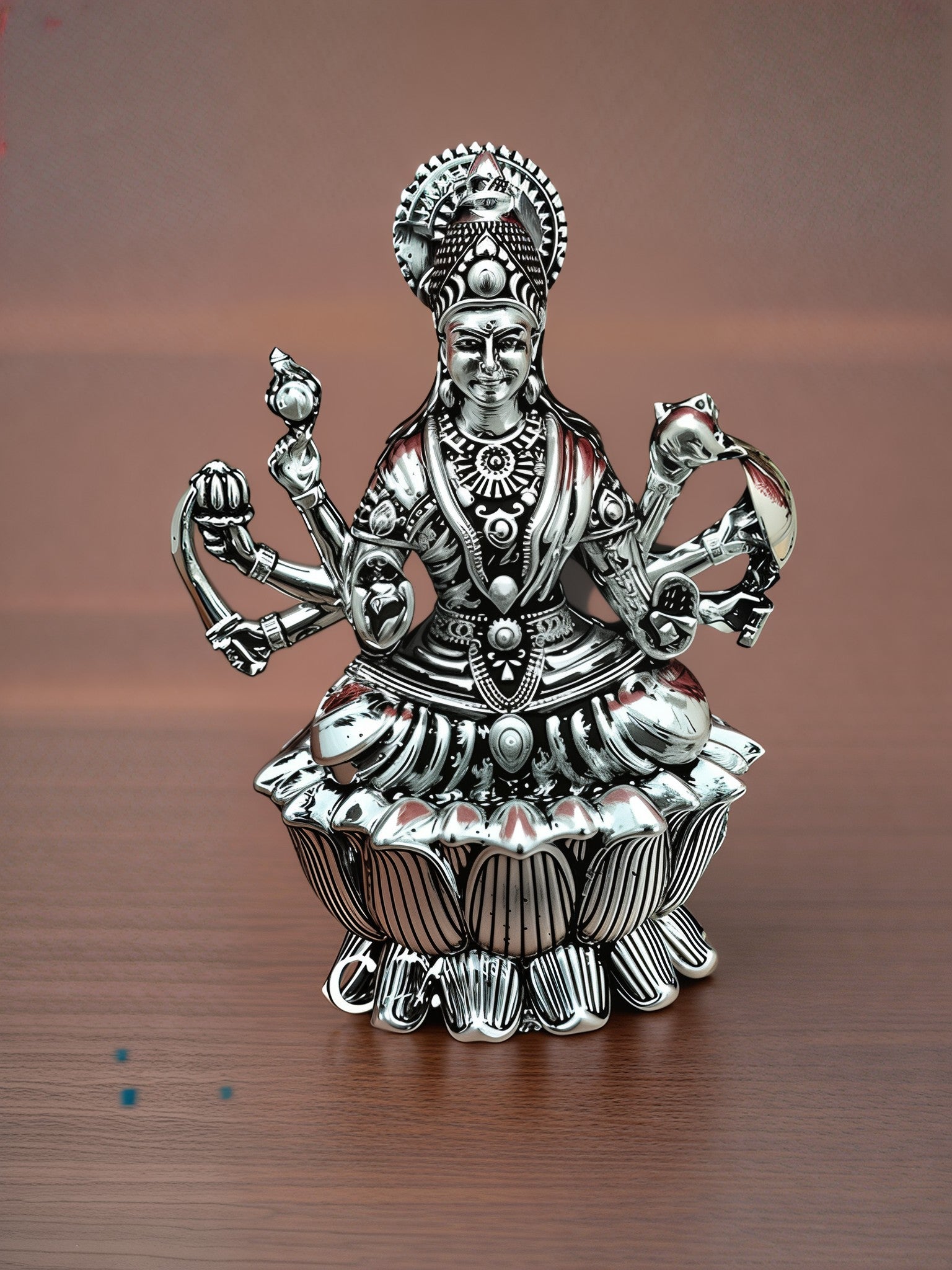 german silver oval tray with ashtha lakshmi set for diwali/ housewarming pooja