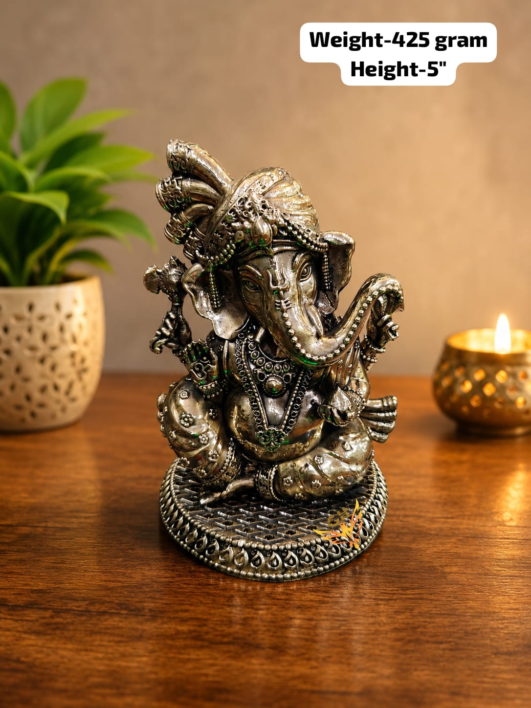 Handcrafted brass Ganesh idol with traditional pagri, ideal for home temples, pooja rooms, Vastu décor, Diwali celebrations, wedding gifting, and spiritual home decoration. 🐘✨🙏🪔🏡