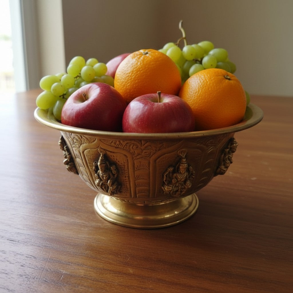 Handcrafted Ashta Lakshmi brass bowl for urli décor, floating flowers, candles, pooja rooms, Diwali decorations, home temples, and traditional festive centerpieces. 🪔✨🌸🏡
