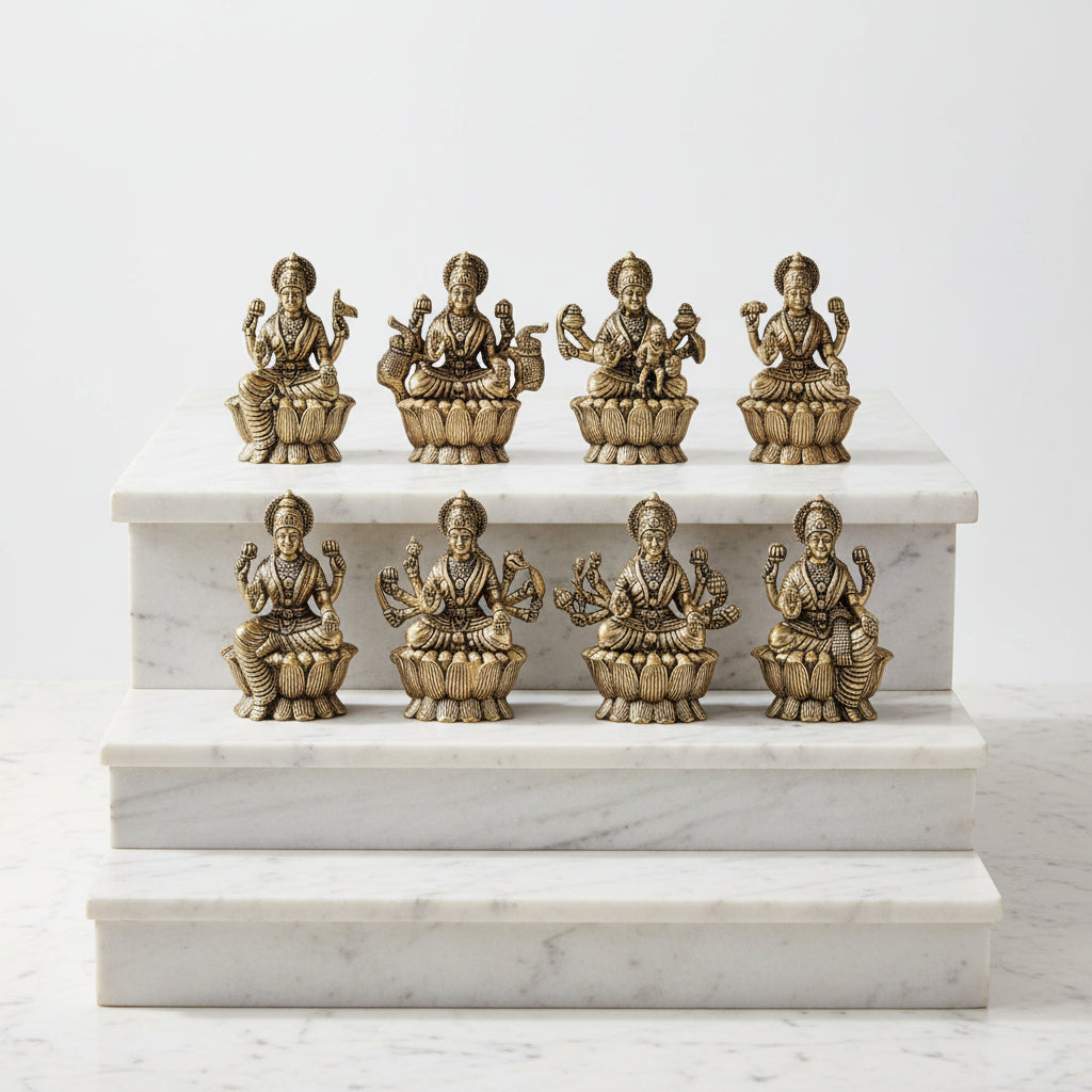brass set of ashtha lakshmi set for diwali / gift item