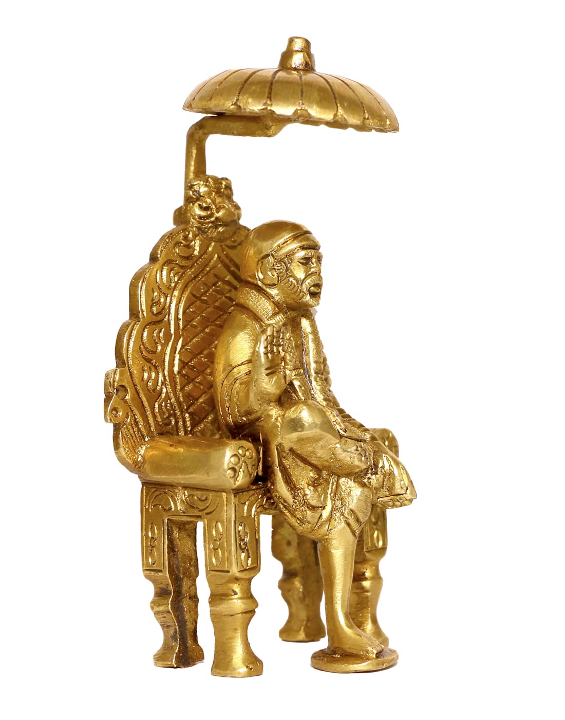 Brass Sai Baba Statue with Chhatra | Shirdi Sai Baba Idol for Pooja, Home Temple, Meditation & Spiritual Decor