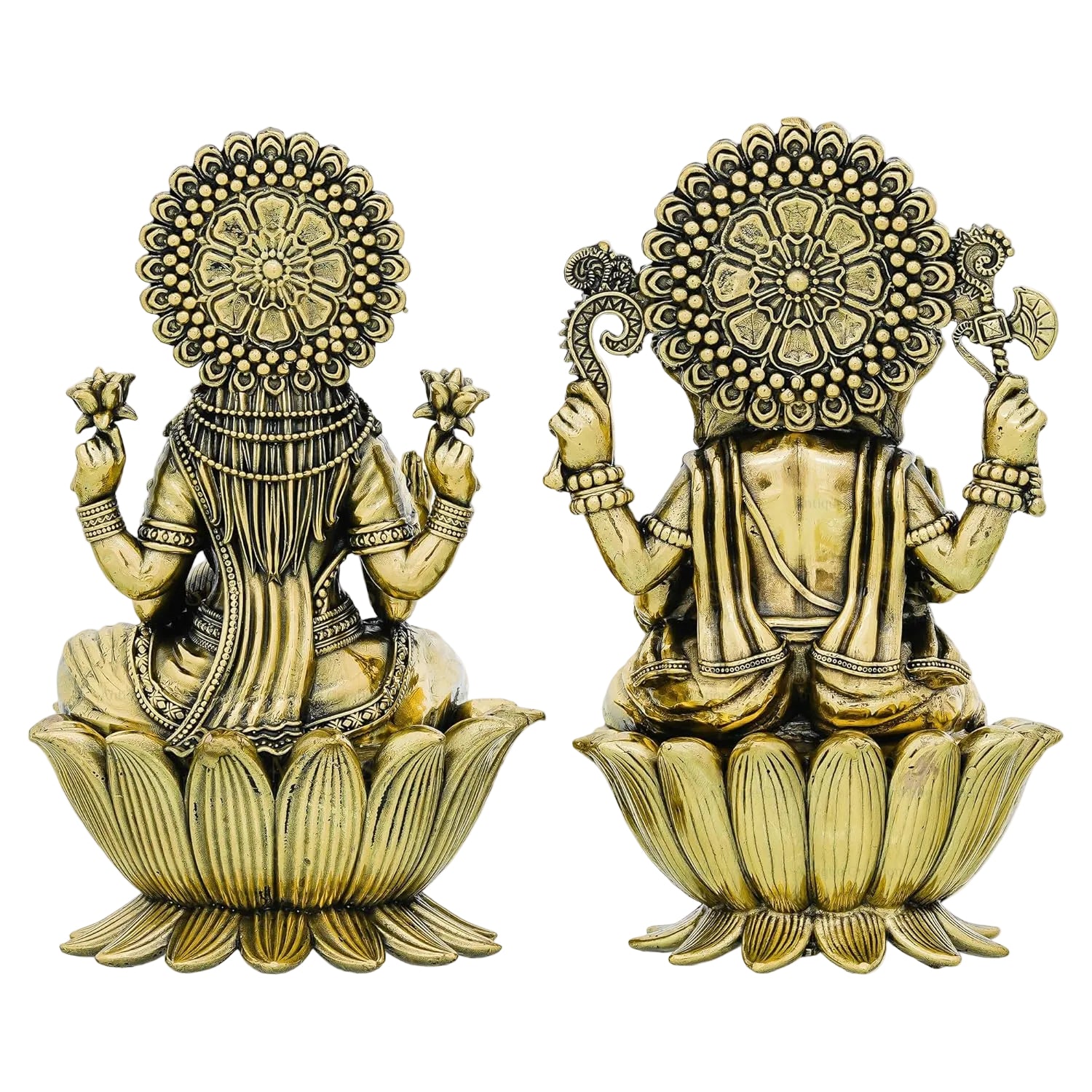 Brass Lakshmi Ganesh Statue | Goddess Lakshmi & Lord Ganesha Idol for Pooja, Diwali, Home Temple & Vastu Decor