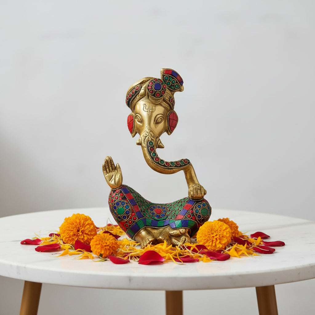 Brass Hawai Pari Ganesh Statue | Flying Angel Ganesha Idol for Pooja, Home Decor, Spiritual Gift & Vastu