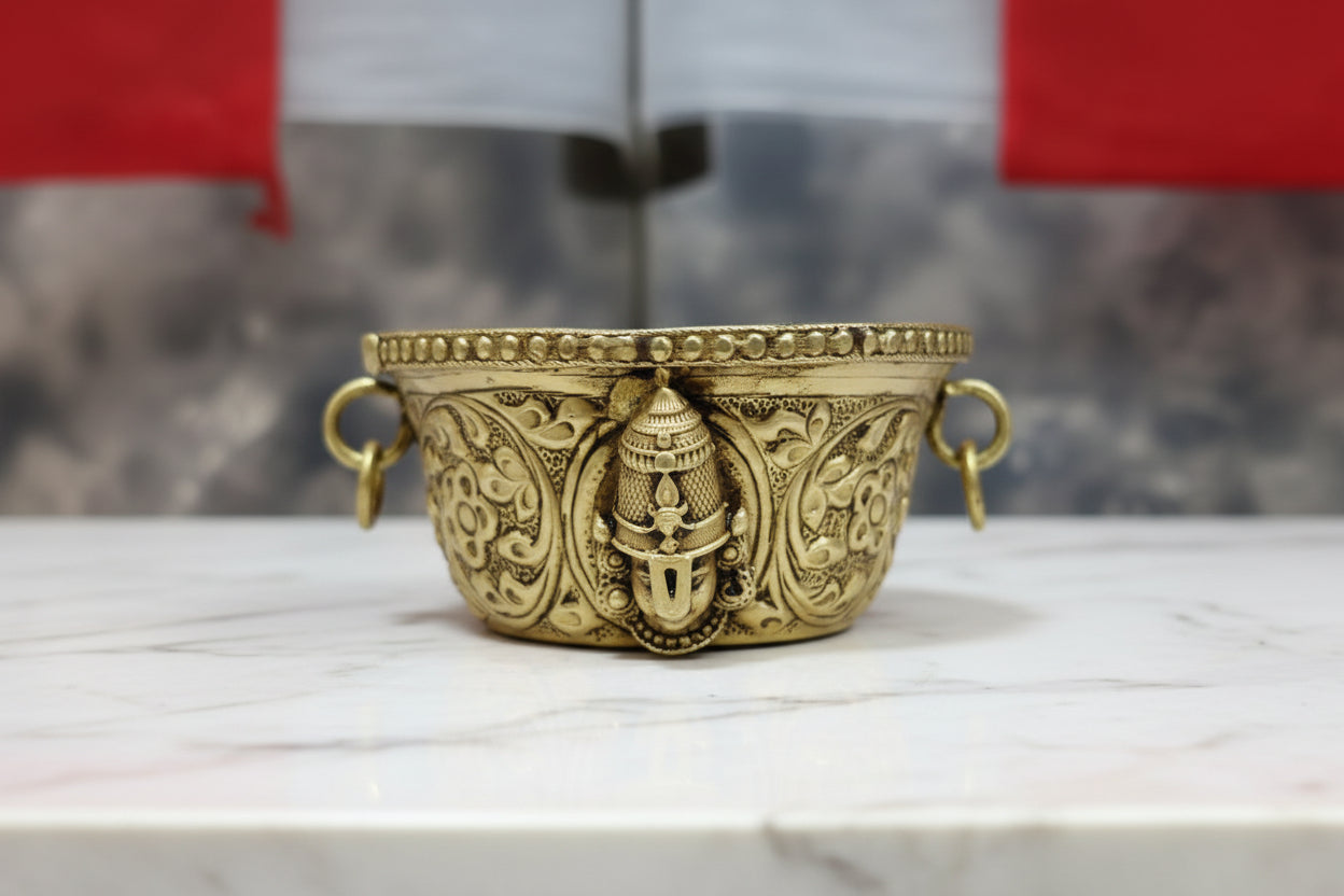 Handcrafted Brass Balaji Prasad Bowls Set of 10 – Traditional Offering Bowls for Pooja, Temple & Home Worship