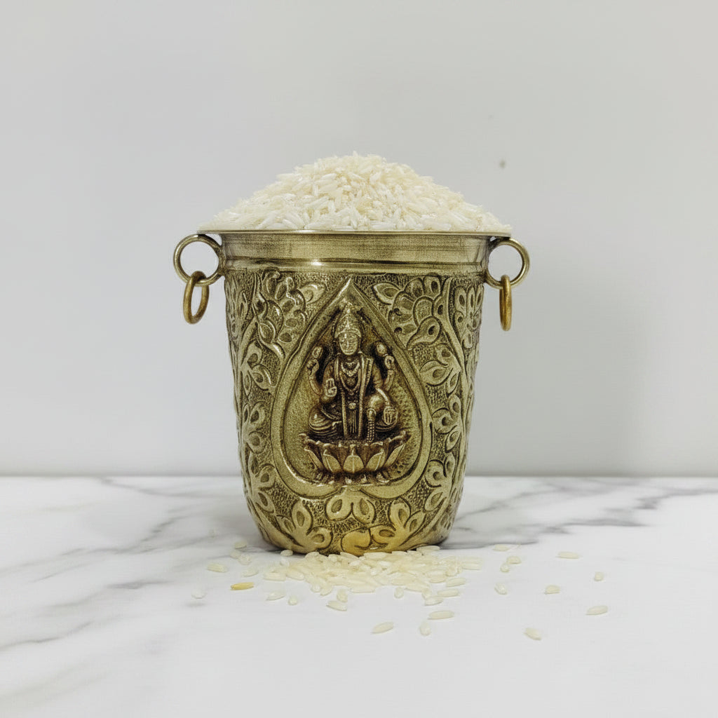 Handcrafted Brass Balaji Glasses Set of 2 – Traditional Drinking Tumblers for Pooja, Prasad & Home Use