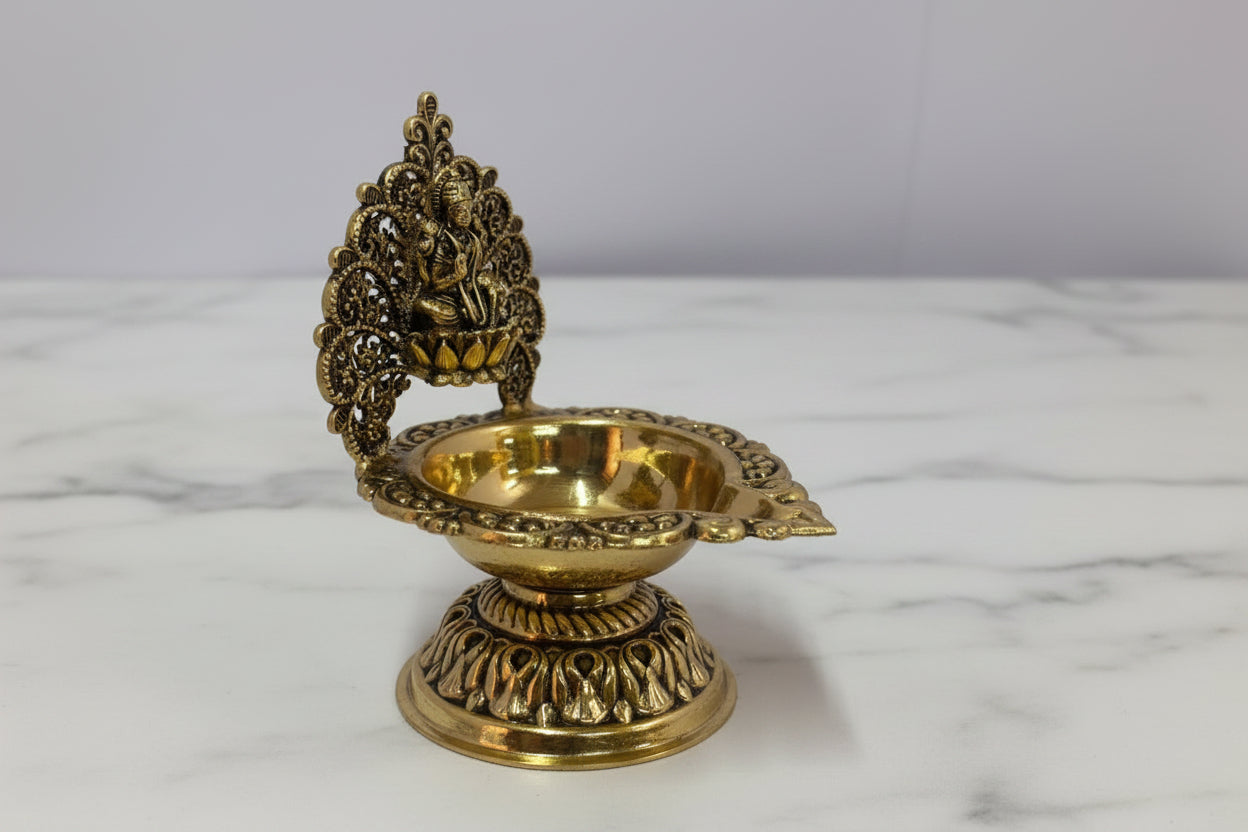 Brass lakshmi Diya Set of 2 – Traditional Oil Lamps for Pooja, Diwali
