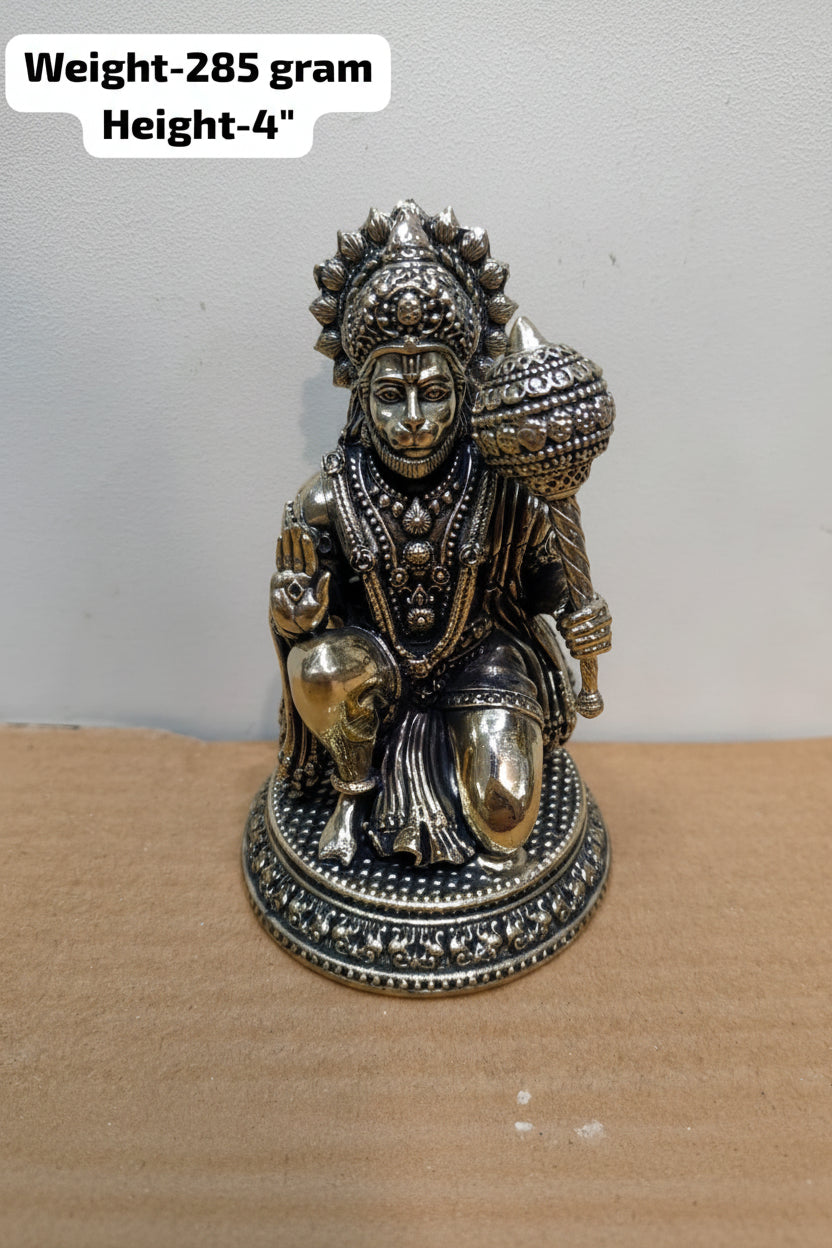 Handcrafted Brass Hanuman Sitting Statue – Lord Hanuman Idol for Home Temple, Pooja, Vastu, Meditation & Spiritual Home Décor