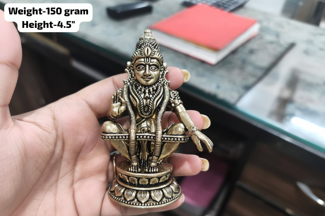 Handcrafted Brass Lord Ayyappa Idol – Sacred Swami Ayyappa Statue for Home Temple, Pooja, Vastu, Meditation & Spiritual Home Décor