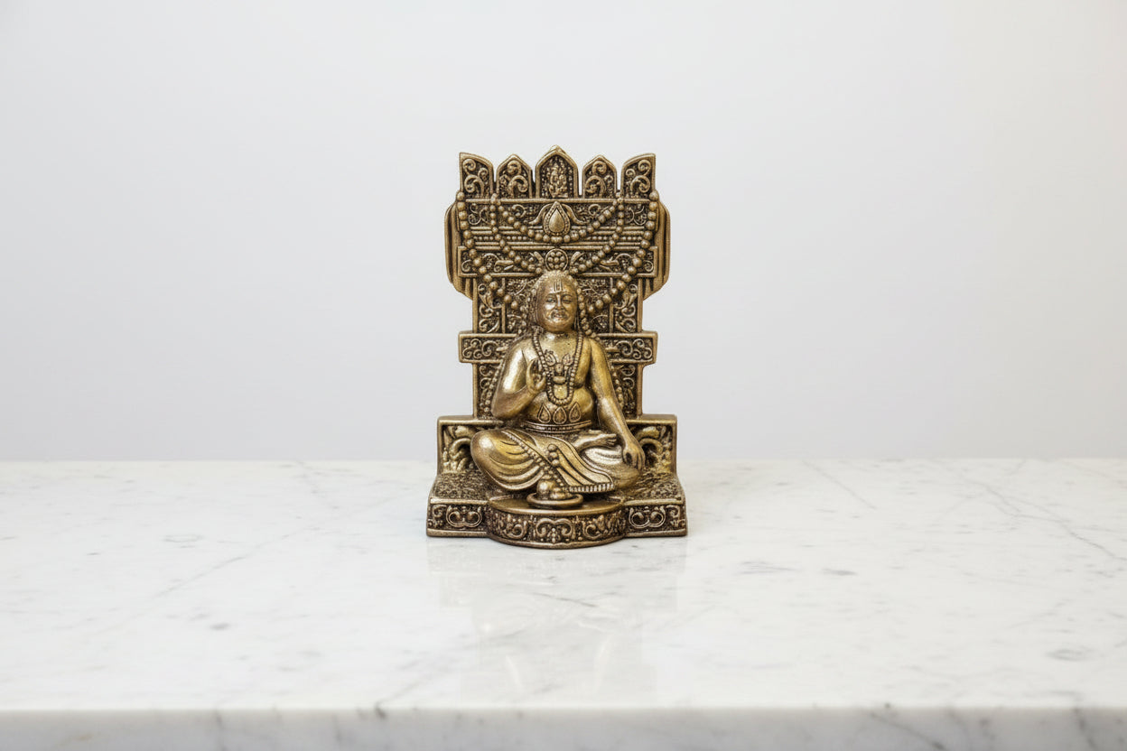 Handcrafted Brass Raghavendra Swamy Idol – Sacred Guru Raghavendra Statue for Home Temple, Pooja, Meditation, Vastu & Spiritual Home Décor