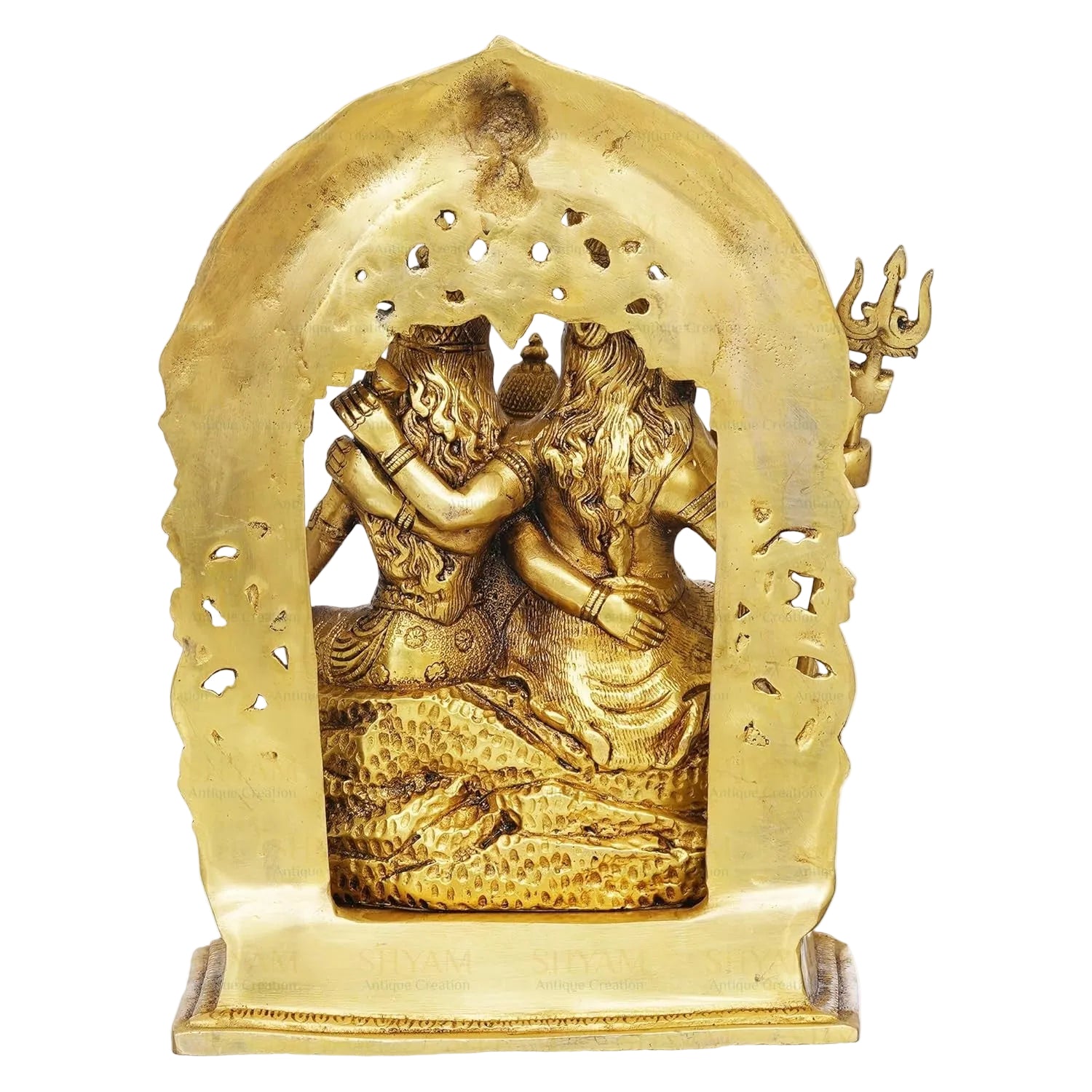 Handmade Brass Shiva Family Idol – Lord Shiva, Parvati & Ganesha Statue | Shiv Parivar Brass Sculpture for Home Temple, Pooja & Spiritual Décor