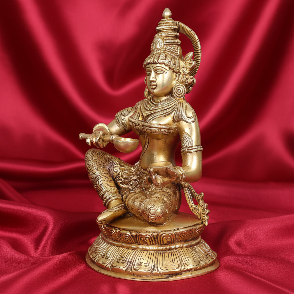 Handcrafted Brass Annapurna Devi Idol – Goddess Annapurna Statue for Home Temple, Pooja, Spiritual Décor & Gifting