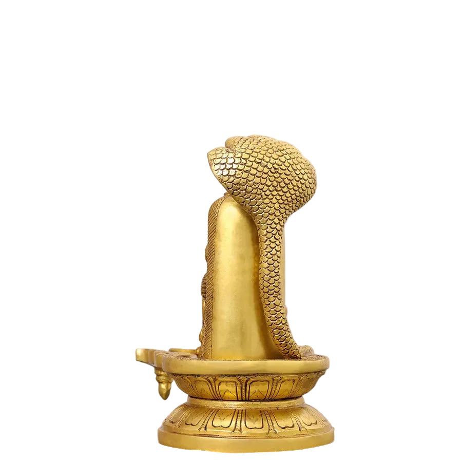 Handcrafted Brass Shiva Mukhalingam with Naga Serpent – Lord Shiv Lingam Idol for Home Temple, Pooja & Spiritual Décor
